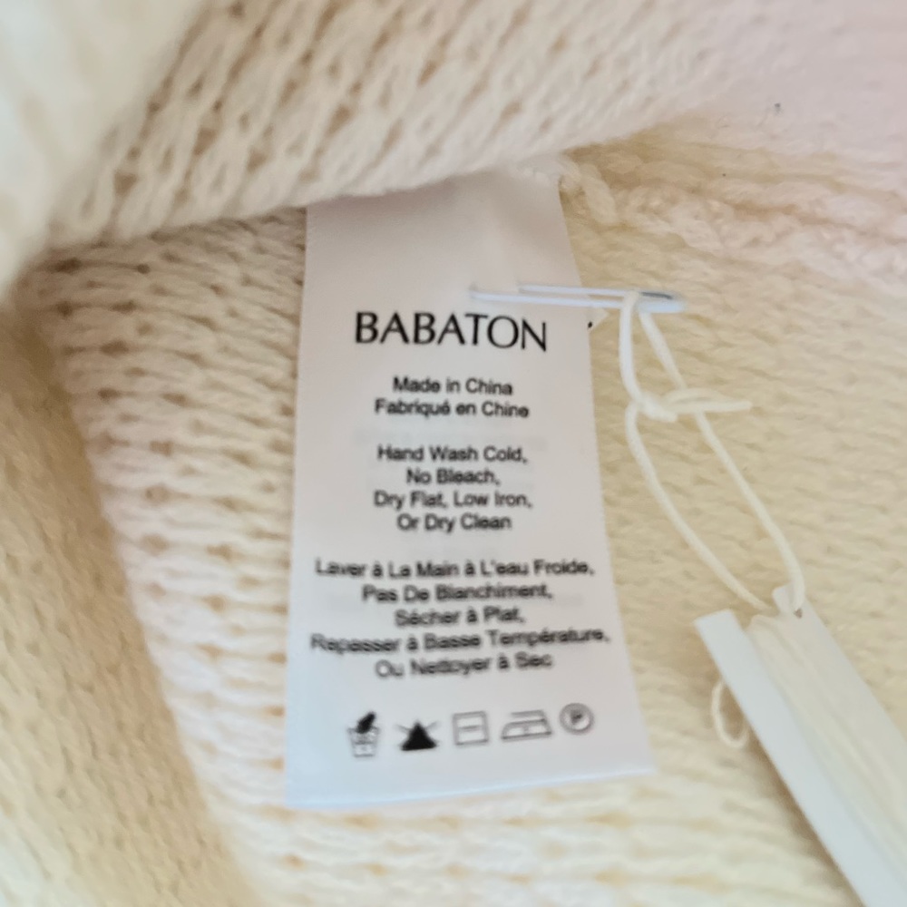 Aritzia Babaton Mika Cream Wool Cashmere knit Cozy Cotagecore Sweater Sz XXS/XS - Picture 12 of 13